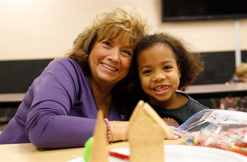Families enjoying holiday activities